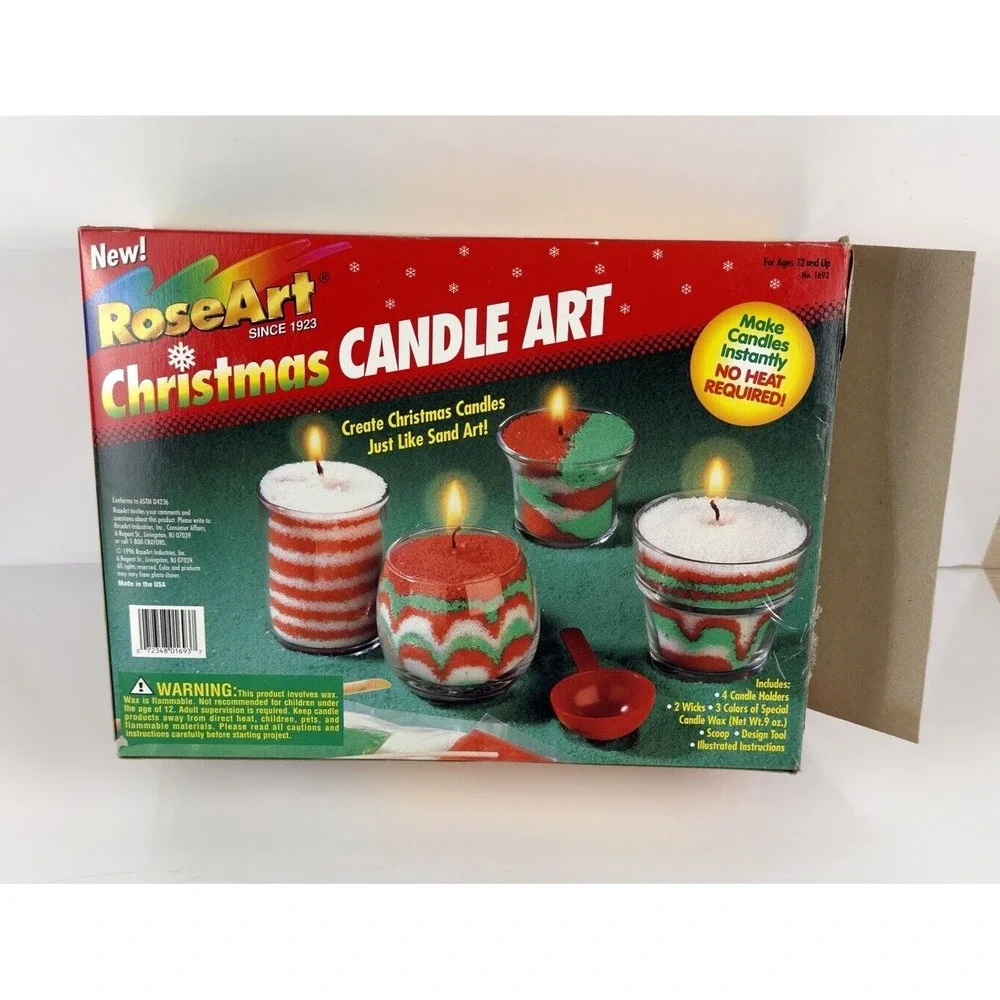 Vtg 1996 RoseArt Christmas Candle Making Art Kit NOS Made in USA Open Box UNUSED